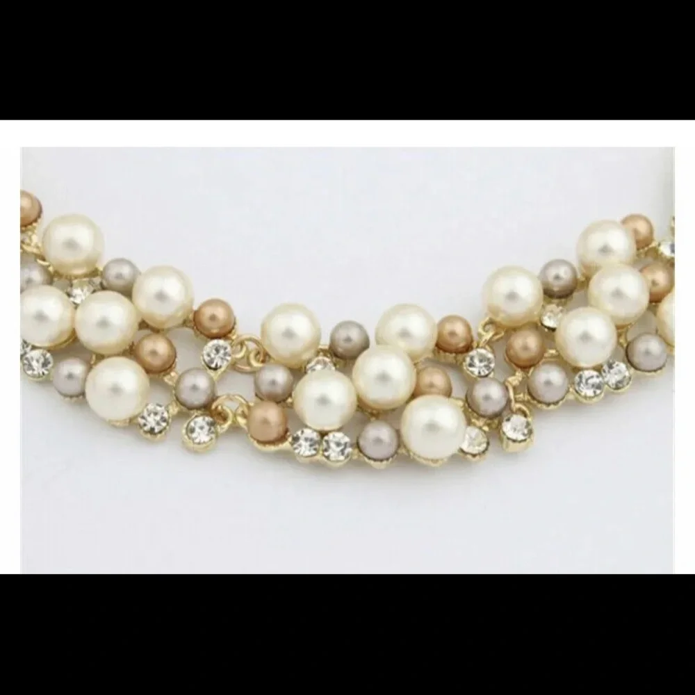 🍀New Crystal Pearl Necklace Earrings Jewelry gift Set - Picture 5 of 11